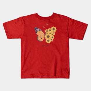 One day at a time x Sunflower Butterfly Kids T-Shirt